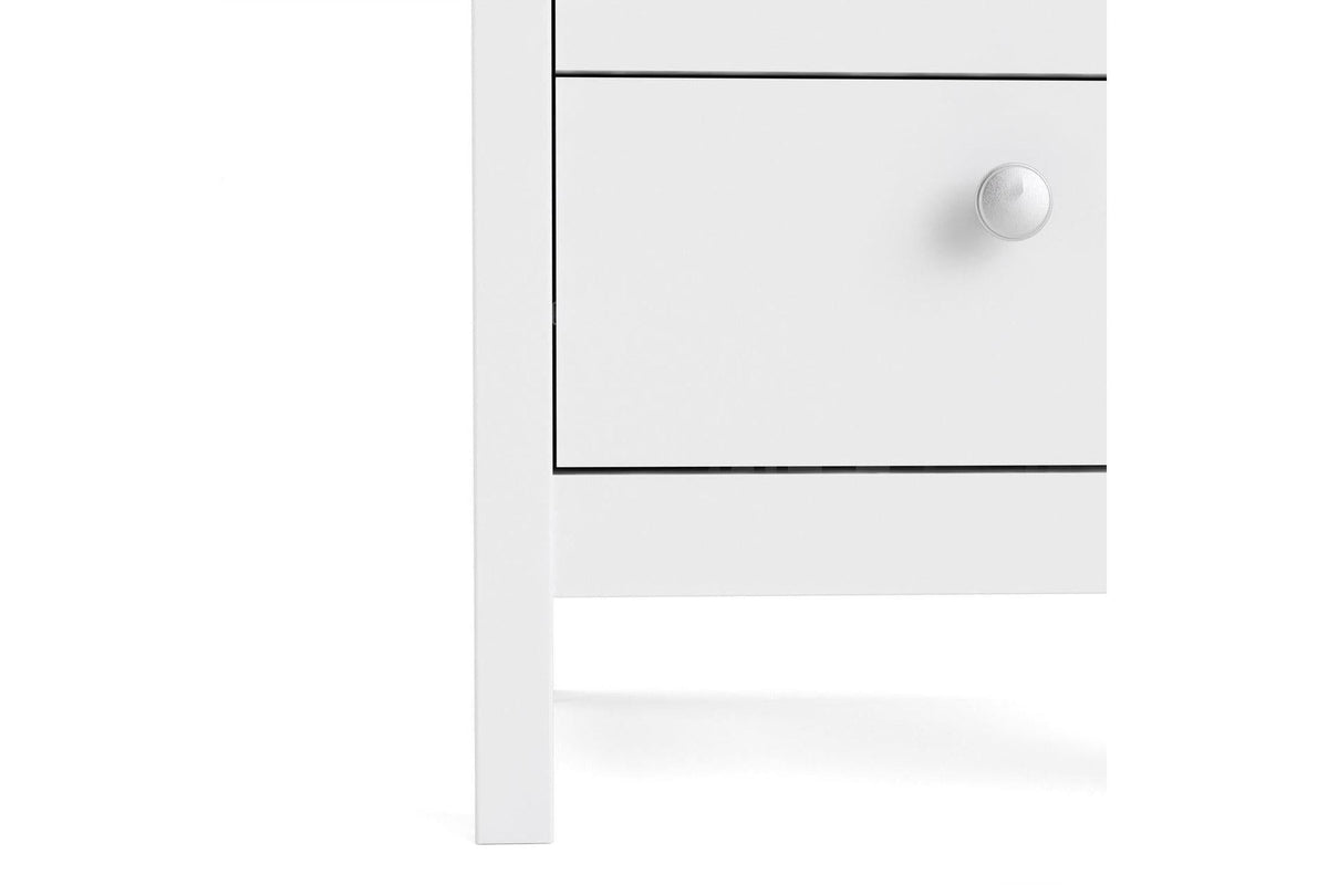 Madrid Bedside Table 2 Drawers In White