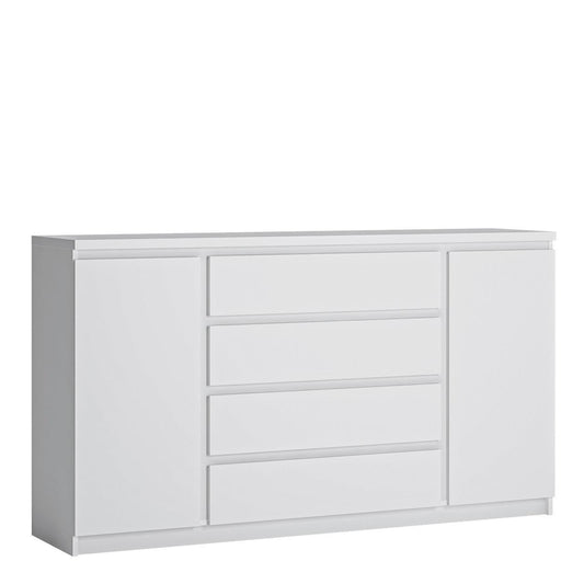 Fribo 2 Door 4 Drawer Wide Sideboard in White