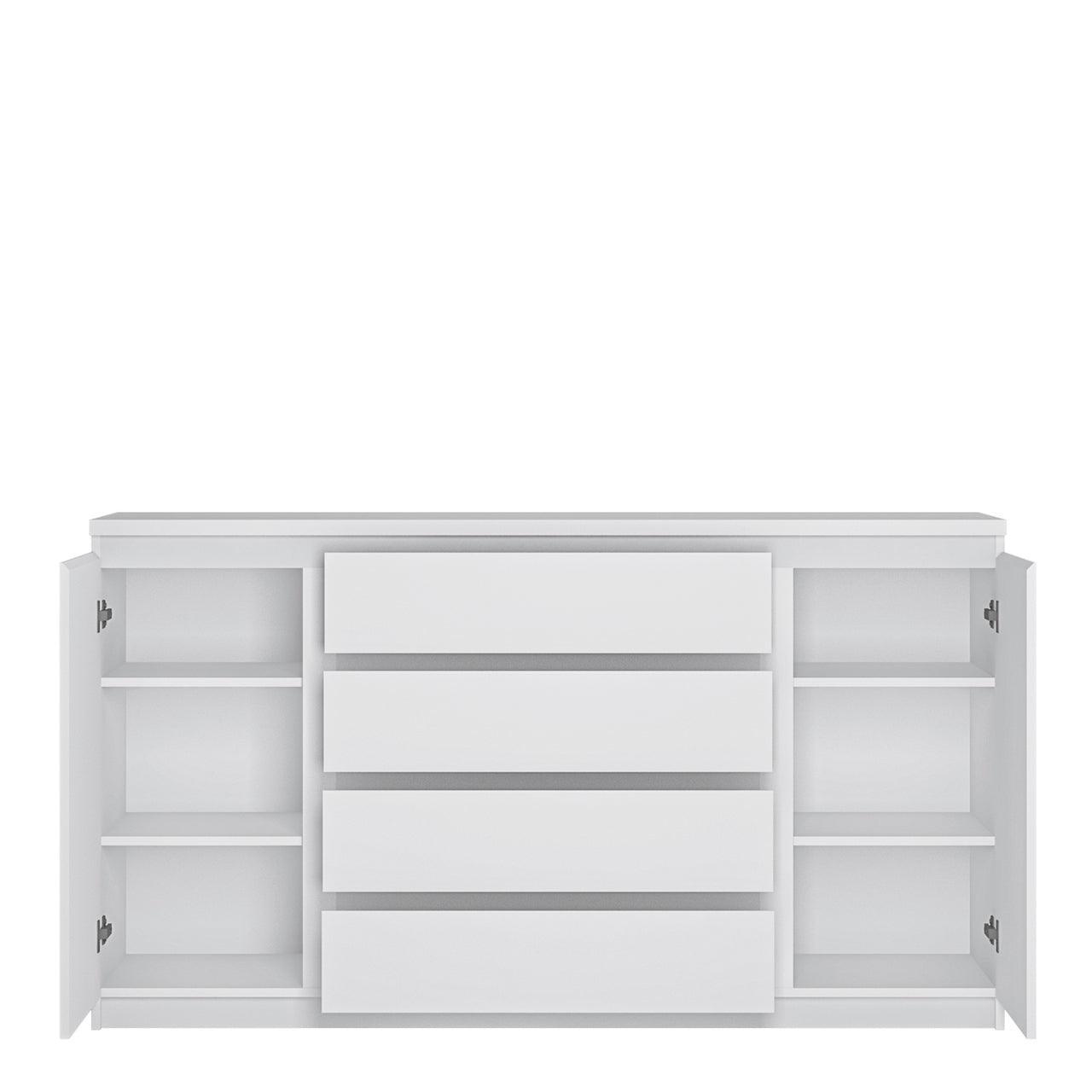 Fribo 2 Door 4 Drawer Wide Sideboard in White