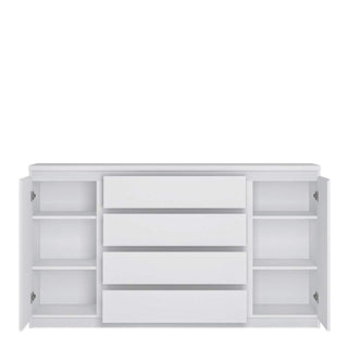 Fribo 2 Door 4 Drawer Wide Sideboard in White