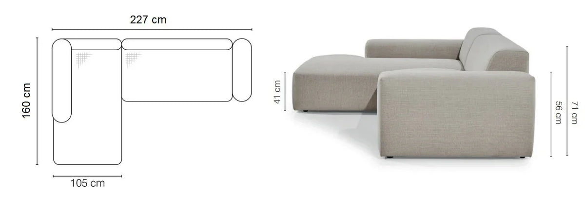 Zeus Corner Sofa Mini dimensions
