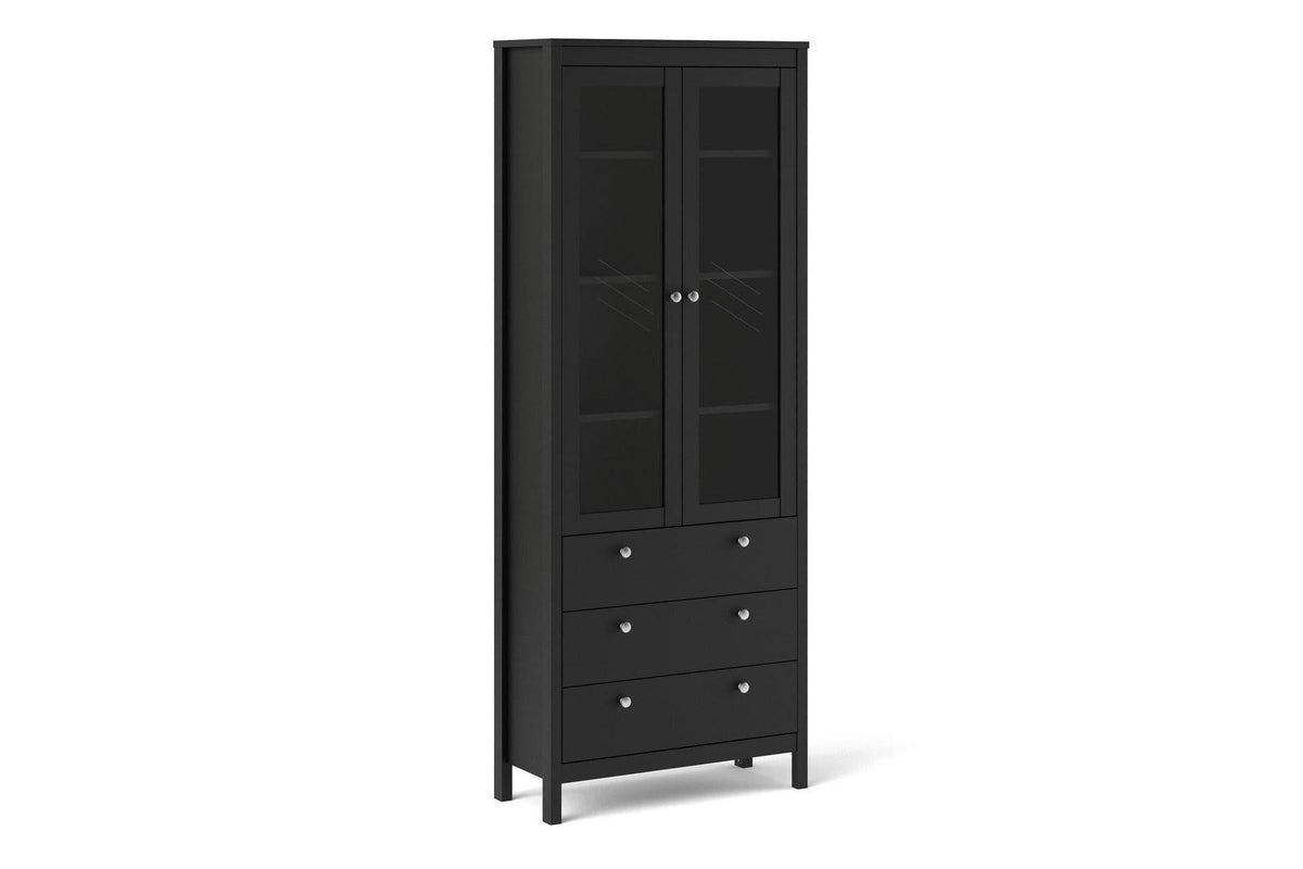 Madrid China Cabinet 2 Doors + 3 Drawers In Matt Black