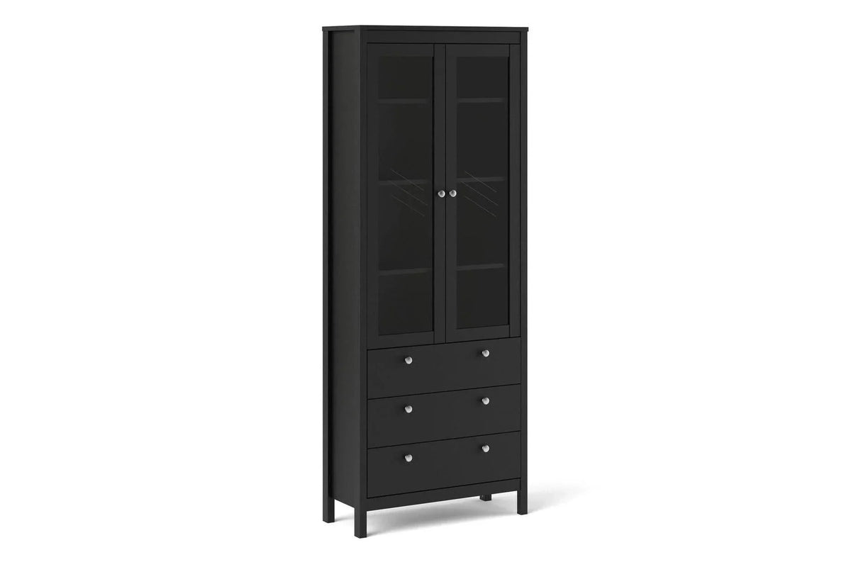 Madrid China Cabinet 2 Doors + 3 Drawers In Matt Black