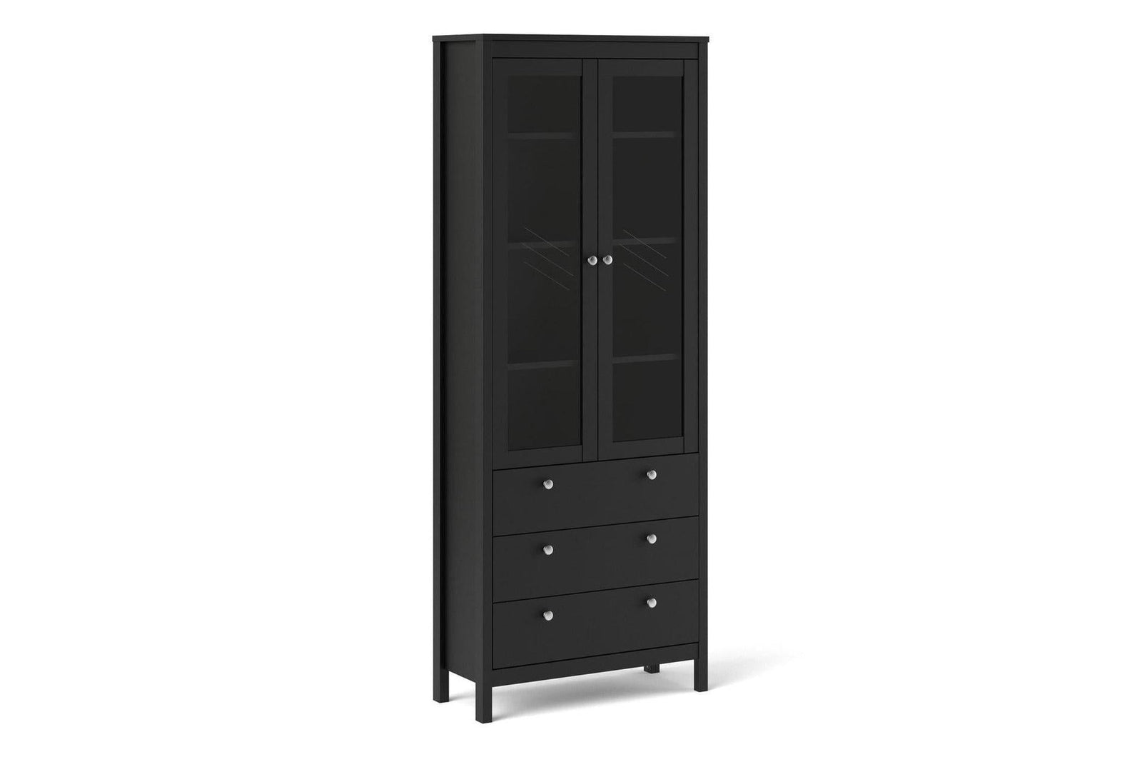 Madrid China Cabinet 2 Doors + 3 Drawers In Matt Black
