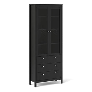 Madrid China Cabinet 2 Doors + 3 Drawers in Matt Black - Msofas LTD