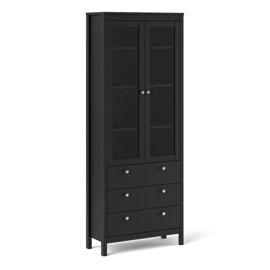 Madrid China Cabinet 2 Doors + 3 Drawers in Matt Black