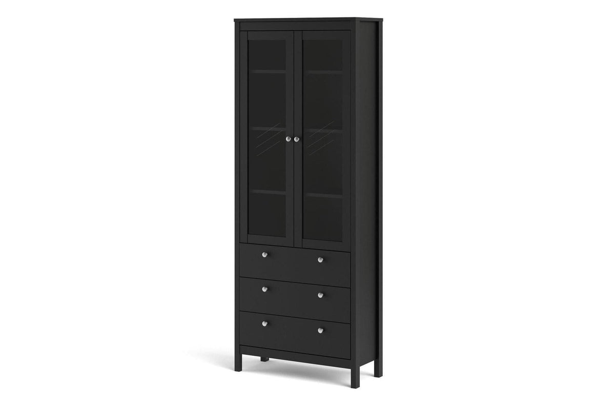 Madrid China Cabinet 2 Doors + 3 Drawers In Matt Black