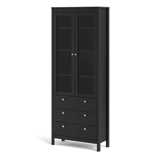 Madrid China Cabinet 2 Doors + 3 Drawers in Matt Black - Msofas LTD