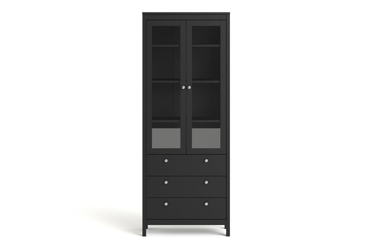 Madrid China Cabinet 2 Doors + 3 Drawers In Matt Black