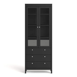 Madrid China Cabinet 2 Doors + 3 Drawers in Matt Black - Msofas LTD