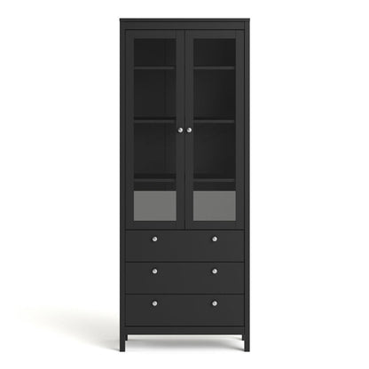 Madrid China Cabinet 2 Doors + 3 Drawers in Matt Black