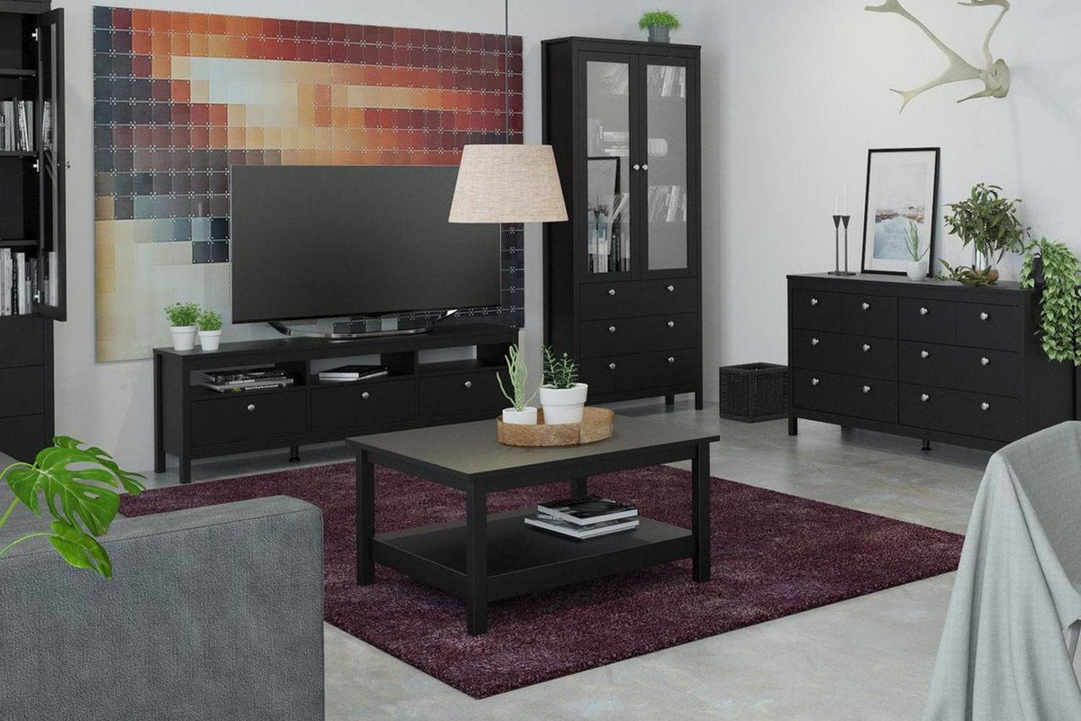 Madrid China Cabinet 2 Doors + 3 Drawers In Matt Black