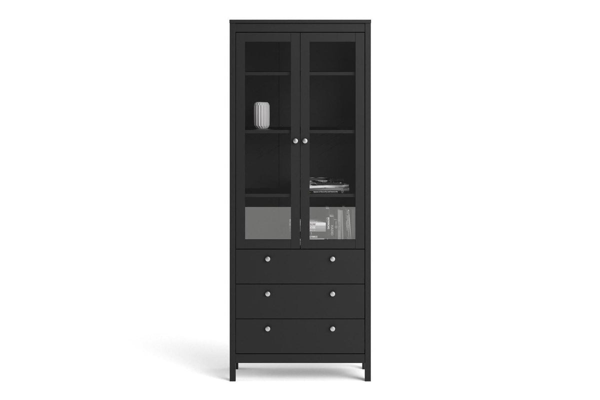 Madrid China Cabinet 2 Doors + 3 Drawers In Matt Black