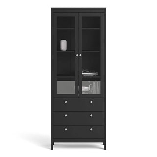 Madrid China Cabinet 2 Doors + 3 Drawers in Matt Black - Msofas LTD