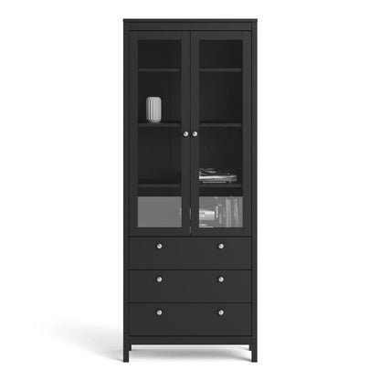 Madrid China Cabinet 2 Doors + 3 Drawers in Matt Black